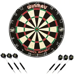 Winmau Wettkampf-Dartboard "PRO-SFB" - 40 mm Dicke, inklusive 2 Satz Steeldarts und langlebige Sisalfasern für beste Spielqualität