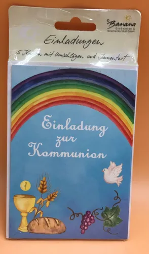 Einladungskarten zur Kommunion / 5er-Set / 5 Stück im Topper mit Briefumschlägen