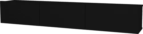 Hängendes TV Lowboard Damla, Schwarz Matt, 9574 - TV-Halterung mit 3 Türfächern für zusätzlichen Stauraum, ideal für moderne Wohnzimmer und große Fernseher.