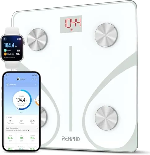 RENPHO Körperfettwaage mit App - Digitale Körperanalysewaage mit Bluetooth, misst Körperfett und bietet präzise Analysen für Ihre Fitnessziele.