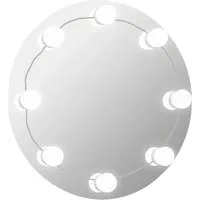 vidaXL Rund Wandspiegel mit LED-Beleuchtung - Moderner Standspiegel mit LED-Beleuchtung, ideal für Schlafzimmer oder Wohnzimmer. Mit verschiedenen Farbmodi und elegantem Design verleiht er jedem Raum ein großzügiges Gefühl.