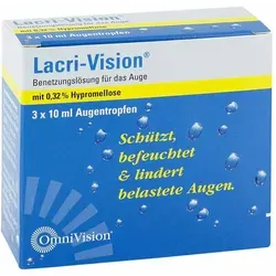 Lacri Vision Augentropfen - Arzneimittel zur Befeuchtung und Erfrischung trockener Augen, ideal bei Belastungen durch Bildschirmarbeit und Umwelteinflüsse.