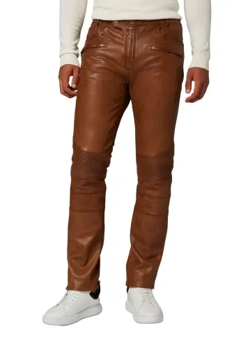 RICANO Franklin Herren Lederhose aus Ziegen Nappa Echtleder (33, Cognac braun) - Hochwertige 5-Pocket Lederhose in Slim Fit, aus feinem Ziegenleder. Überlang geschnitten und individuell kürzbar für perfekten Sitz. Modisch und langlebig – ideal für trendbewusste Herren.