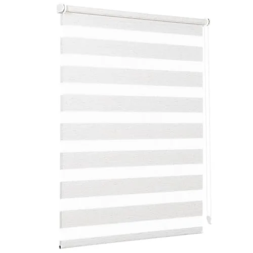 Sekey Doppelrollo Klemmfix ohne Bohren für Fenster, Doppelrollo 50 cm breit, Duo Rollo Jalousie Sonnenschutz, 50x130cm, Leinen