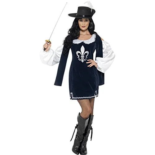 NET TOYS Musketierkleid Lady Musketier Damenkostüm S 36/38 Piratin Faschingskostüm Sexy Kleid und Hut Uniform königliche Garde Seeräuber Mittelalterkostüm Kostüm Damen