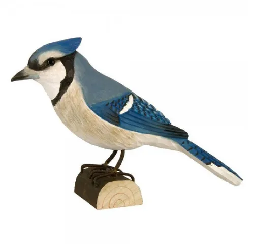 Wildlife Garden Dekofigur Decobird Blauhäher - Handgeschnitzt aus Linde - Dekofiguren aus Holz, handgeschnitzt und umweltfreundlich bemalt, ideal für drinnen und draußen, bringt Natur ins Zuhause.