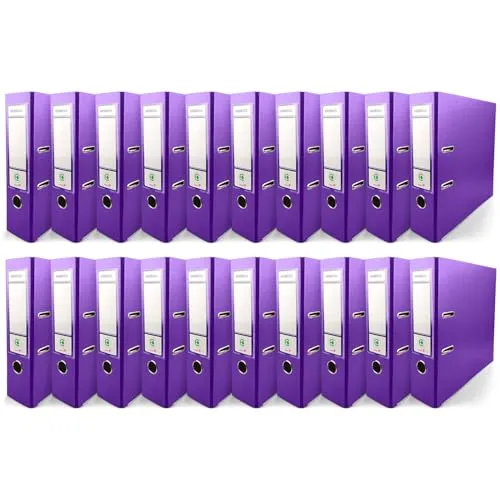 Netuno 20x Aktenordner DIN A4 Lila Ekobox 2-Ring-Mechanik 8cm Kunststoff Büroordner Ringmappe PP farbig breit
