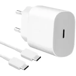 Samsung 25W USB-C Ladegerät mit Kabel - Handy Ladegeräte: Schnelles 25W Super Fast Charging für alle Marken, plus fortschrittlicher Schutz gegen Überladung und Kurzschluss. Ideal für schnelle und sichere Aufladung.