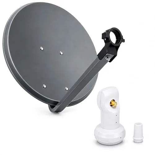 PremiumX Camping Sat Anlage 45cm - Digitale Satelliten-Schüssel mit Universal Single LNB - SAT-Antennen für unterwegs: Robuste 45 cm Antenne mit witterungsbeständigem LNB, ideal für Balkon, Garten oder Wohnwagen. Hochwertige Verarbeitung und hervorragende Stabilität.
