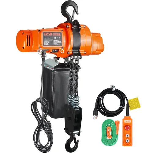 VEVOR Kettenzug Elektrisch 1-phasig 998kg mit Kabelfernbedienung - Kettenzüge, leistungsstark mit einer Hublast von 998 kg und einer maximalen Hubhöhe von 3 m, ideal für schwere Hebeaufgaben in Werkstätten oder Bauprojekten.