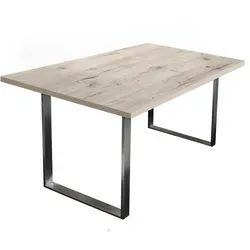 Mäusbacher Steel Esstisch Holzwerkstoff mit Stahlfuß-Untergestell - Silber