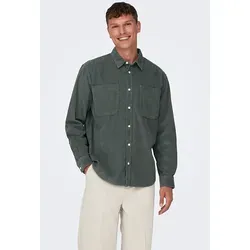 ONLY & SONS Herren Onsalp Rlx 2pkt Washd Cord Ls Shirt Noos - Castor Gray, Größe S - Stylisches Freizeithemd aus weichem Cord, ideal für lässige Outfits und vielseitig kombinierbar.