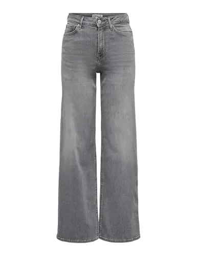 ONLY High-waist-Jeans ONLMADISON BLUSH HW WID DNM REA0938 NOOS - Modische High-waist-Jeans in Light Grey Denim, elastisch und pflegeleicht, ideal für einen stylishen Look im Alltag. Perfekt für jede Gelegenheit!