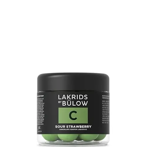 LAKRIDS BY BÜLOW - C - Sour Strawberry - Rote Lakritze umhüllt von Weißer Schokolade, sauren grünen Erdbeeren und einer knusprigen Zuckerhülle