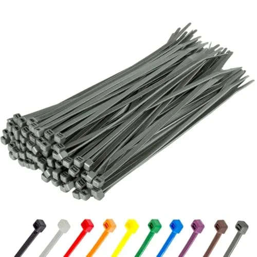 Gocableties Kabelbinder 100 Stück Silber/Grau, 300 mm x 4,8 mm mit 22,2 kg Zugfestigkeit, UV Beständig Set