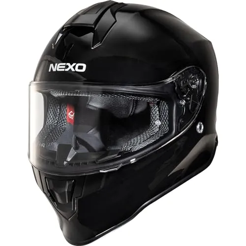 Nexo Integralhelm Basic III Motorradhelm Helm Motorrad Mopedhelm, herausnehmbares Komfortpolster, mehrfache Be-, Entlüftung, Nasen-, Kinnwindabweiser, klares Visier, Ratschenverschluss,
