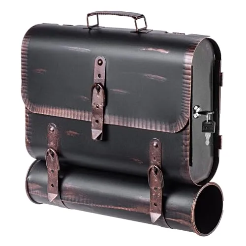 Antik Kupfer Briefkasten mit Zeitungsrolle - Exklusives Design - Eleganter Briefkasten in Antik Kupfer mit edler Patina, wetterbeständig und sicher. Ideal für die Montage an Wänden oder Zäunen, bietet er ausreichend Platz für Post und Zeitungen.
