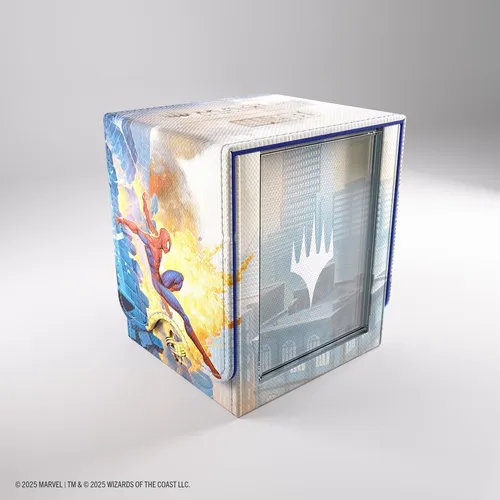 Magic: the Gathering ART SQUIRE PLUS 100+ XL Kartenbox – Spider-Man - Sichere Kartenbox für bis zu 100 Sammelkarten mit doppelter Hülle. Bietet UV-Schutz und ermöglicht die Präsentation deiner Top-Karte. Praktisches Design für Gamer, die ihre Karten optimal schützen möchten.