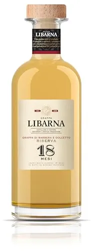 Grappa Libarna Riserva 70cl Grappa aus Barbera- und Dolcetto-Trauben, 18 Monate gereift. Strukturiert und komplex. 42% vol.