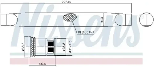 NISSENS 95786 Trockner für Klimaanlage - Kondensatoren für CHEVROLET, OPEL, VAUXHALL – effizienter Trockner mit hochwertigem Kunststoff und optimaler Kältemittelkompatibilität (R 134a) für zuverlässige Kühlung.