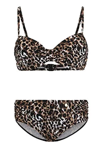 Lascana Damen Bügel-Bikini mit Animal-Print und verstellbaren Trägern - Trendiger Bügel-Bikini mit wildem Animal-Print. Die höher geschnittene Hose bietet seitliche Raffungen für optimalen Tragekomfort. Ideal für den Sommer! Perfekt für den Strand oder das Schwimmbad!  