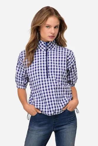 Laurasøn Spitzenbluse Karobluse oversized blau XL - Umstandsmode mit modischem Design, aus leichtem Seersucker für optimalen Tragekomfort und Stil während der Schwangerschaft.