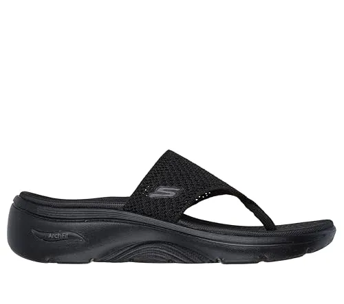 Skechers Damen Go Walk Arch Fit 2.0 Sandal Carrie Flipflop, Schwarz, 39 EU - Damen-Zehentrenner mit podologisch zertifiziertem Komfort und spezieller Fußgewölbeunterstützung für überlegenen Halt. Schnelltrocknende, maschinenwaschbare Materialien machen diese Sandalen ideal für aktive Frauen.
