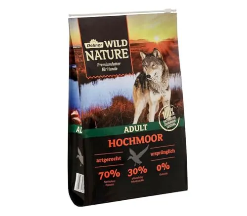 Dehner Wild Nature Hundetrockenfutter Adult Hochmoor mit Ente - Premium Hundefutter, getreidefrei und glutenfrei, mit hohem Fleischanteil und natürlichen Zutaten für eine artgerechte Ernährung.