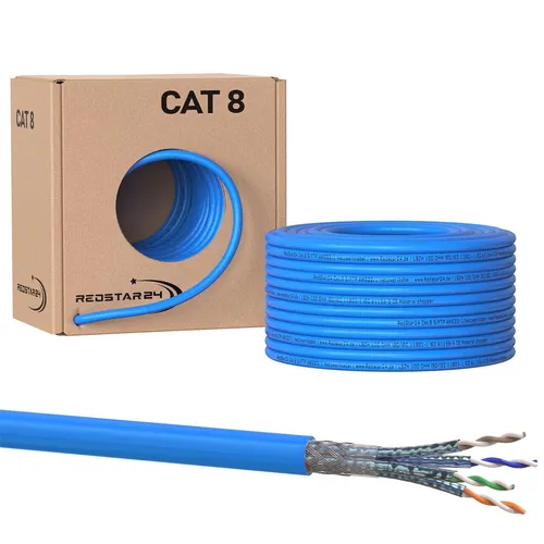Redstar24 CAT8 Verlegekabel 50m LAN S/FTP LSZH 40Gbit/s Halogenfrei