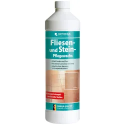 HOTREGA Fliesen- und Stein-Pflegewachs - 1000 ml - Lösemittelfreie Pflege-Emulsion auf pflanzlicher Basis für einen strapazierfähigen Schutzfilm. Ideal zur Auffrischung und Pflege von Fliesen und Steinen, macht Oberflächen pflegeleichter und widerstandsfähiger.