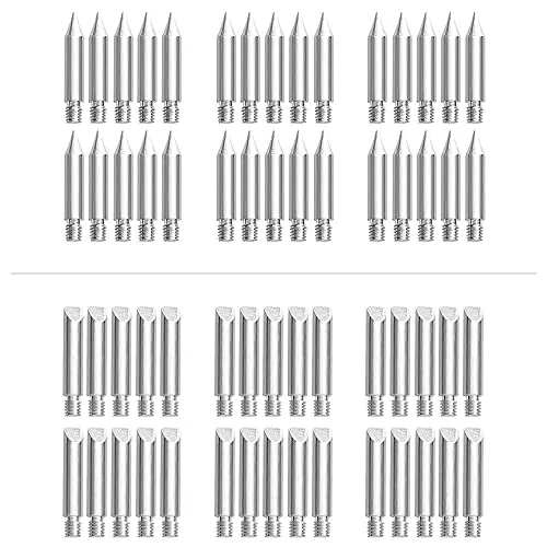 TROTEC Ersatz-Lötspitzen für Digitale Lötstation PSIS 10-230V – 60 Stück - Praktisches Set mit 60 hochwertigen Lötspitzen (30 konisch, 30 meißelförmig) für präzises Arbeiten. Ideal für vielseitige Anwendungen im Zubehör für Lötkolben.