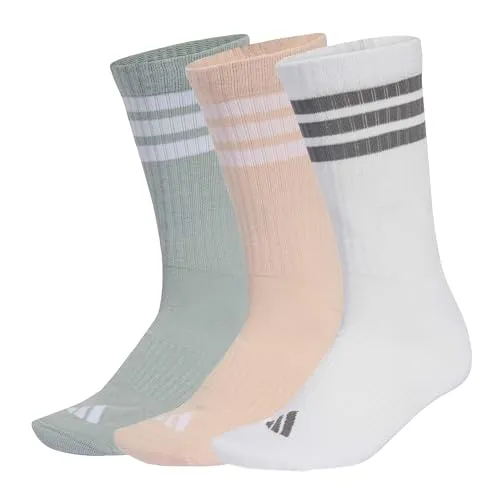 adidas Unisex 3STRIPES CUSHIONED SPORTSWEAR CREW SOCKS 3 PAIR PACK, blush pink/white/Wonder Sage, 45-48
