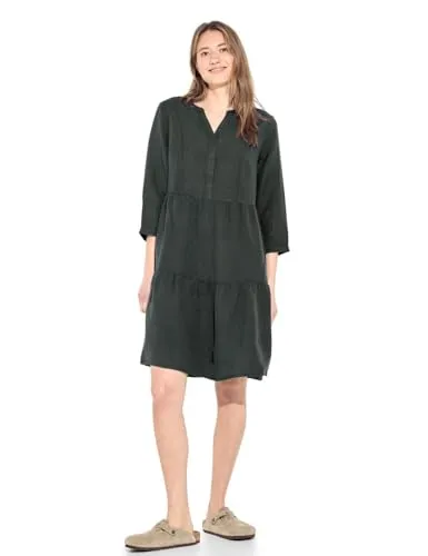 Cecil Damen Tunika Kleid strong khaki L - Freizeitkleid für Damen, knielang und bequem aus softem Leinen-Viskose Mix, ideal für entspannte Tage.