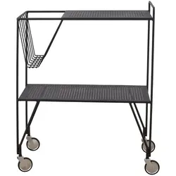 Use Tischchen 81 cm auf Rollen - Multifunktionaler Beistelltisch - Couchtisch mit 2 oder 4 Rollen, ideal für jedes Zimmer. Mit Ablageflächen und Korb für Zeitungen, perfekt als mobiler Tisch oder Bar.