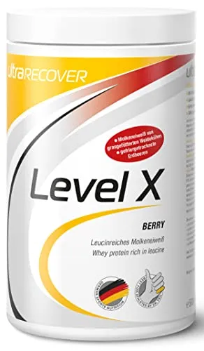 Ultra Sports Level X Protein Shake, 440g Dose, Berry - Protein Shake für Muskelaufbau, hoher Eiweißgehalt und fruchtiger Berry-Geschmack für optimale Leistung.