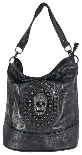 Einkaufszauber Bucket Handtasche Skull Totenkopf 3D Cool - Damen-Schultertaschen, Größe 35x33 cm mit coolem 3D Totenkopf-Design und einem zusätzlich langen, verstellbaren Umhängeriemen für vielseitigen Tragekomfort.