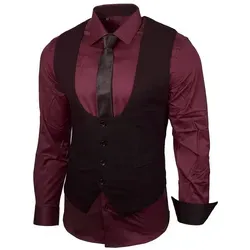 Baxboy Langarmhemd Set - Business- & Abendmode für Herren, stilvolles Hemd, Weste und Krawatte in Bordeaux, ideal für formelle Anlässe und elegante Auftritte.