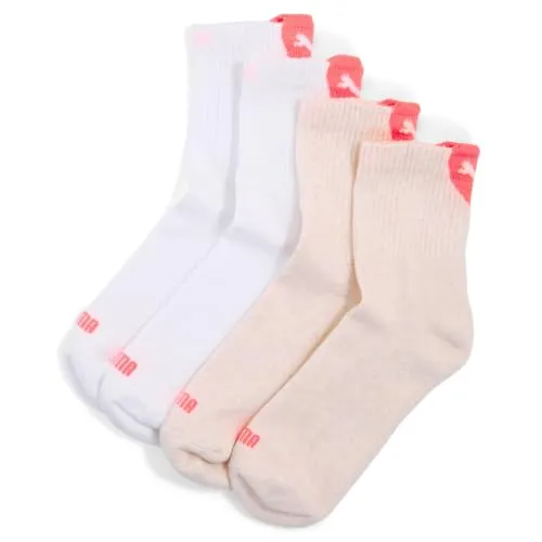 PUMA Damen Heart Logo Recycled Cotton Sock, Oatmeal/White/Peach, 35-38 EU