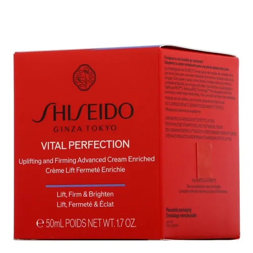 Shiseido Vital Perfection Uplifting and Firming Advanced Cream Enr. 50 ml - Anti-Aging-Creme mit +35% mehr Lifting in nur einer Woche, angereichert mit SafflowerREDTM Technologie für straffere und ebenmäßigere Haut.