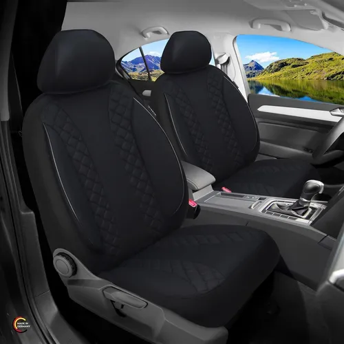 BREMER SITZBEZÜGE für Renault Austral (Bj. ab 2022) - 2-teiliges Set in Schwarz - Hochwertige Schonbezüge aus Mikrofaser-Velours, ideal für Fahrer- und Beifahrersitz. Atmungsaktiv, pflegeleicht und passend für Fahrzeuge mit Seitenairbags.