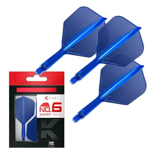 Target Darts K Flex Integrated Dart Flights and Shafts, Nr.6 Blau (Short) | 3er Pack K-Flex - No6, Kflex All In One Moulded Dart Flight & Stem | Professionelles Dart Zubehör