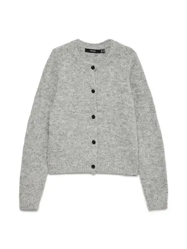 Strickjacke VERO MODA "VMNOVAH LS O-NECK BUTTON CARDI GA NOOS" - Strickjacke für Damen in grau, modischer Rundhals und reguläre Passform, perfekt für Büro und Freizeit. Hält warm und ist pflegeleicht.