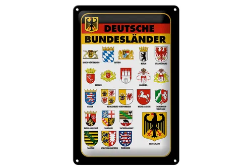 Blechschild Bundesländer 20x30 cm Deutschland Wappen Metall Deko Schild tin sign