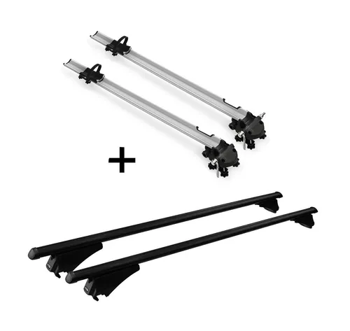 2x Fahrradträger Bike Pro + Relingträger Tiger Alu XL kompatibel mit für Mitsubishi Outlander PHEV ab 14