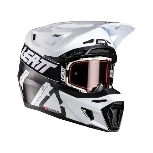 LEATT Moto Helmet Kit 9.5 - V26 | Carbon/White | S 55-56cm - Motorradhelm mit Pro-Fit Komfort-Innenfutter und großer Belüftung für optimalen Tragekomfort und Sicherheit beim Fahren.