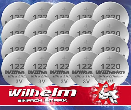 CR1220 CR 1220 WILHELM Lithium Knopfzelle 3V 40mAh ø12x2,0mm Batterie DL1220 20 x