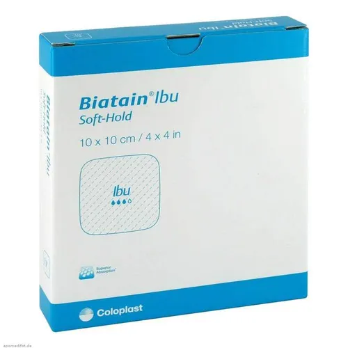 Biatain-Ibu Schaumverband 10x10cm - Sanft-Haftend mit Ibuprofen - Kompressen & Verbände: Flexibler Schaumverband mit kontinuierlicher Ibuprofenfreisetzung für schmerzarme Wundheilung und hohen Tragekomfort.
