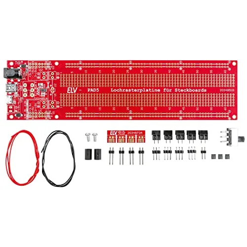 ELV Bausatz Lochrasterplatine PAD5 mit Spannungsreglern - Lochrasterplatten, ideal für DIY-Projekte und Elektronikexperimente dank integrierter Spannungsregler für einfache Stromversorgung.