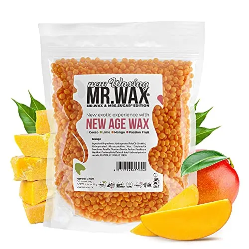 Mr. Wax New Age Waxing Mango Wachsperlen für Haarentfernung, Wachs Warmwachs Perlen, schmerzfreie Enthaarung im Gesicht für Augenbrauen, Oberlippe, Intimbereich, Achseln