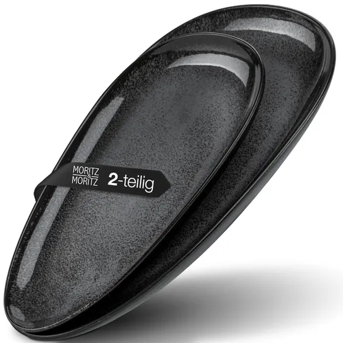 Moritz & Moritz VIDA anthrazit Servierteller 2 tlg. - Elegante Servierplatten aus hochwertigem Porzellan in stilvollem Anthrazit, perfekt für festliche Anlässe oder den Alltag.